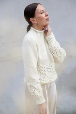 Blanc de Blancs Sweater by Leeni Hoimela, in english
