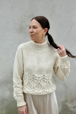Blanc de Blancs Sweater by Leeni Hoimela, in english