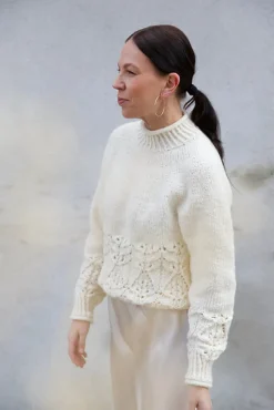Blanc de Blancs Sweater by Leeni Hoimela, in english