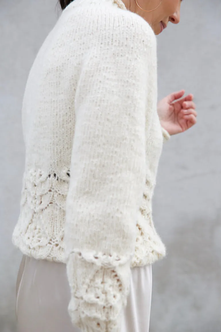Blanc de Blancs Sweater by Leeni Hoimela, in english