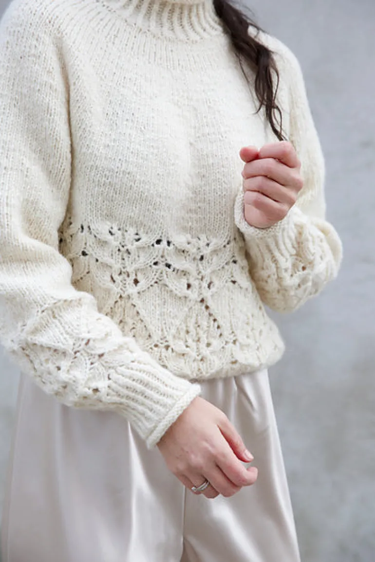 Blanc de Blancs Sweater by Leeni Hoimela, in english