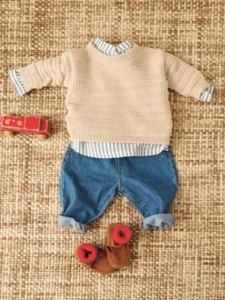 Sandnes Garn Filip Sweater Diaper Pants & Bonnet Baby 2407_01 English